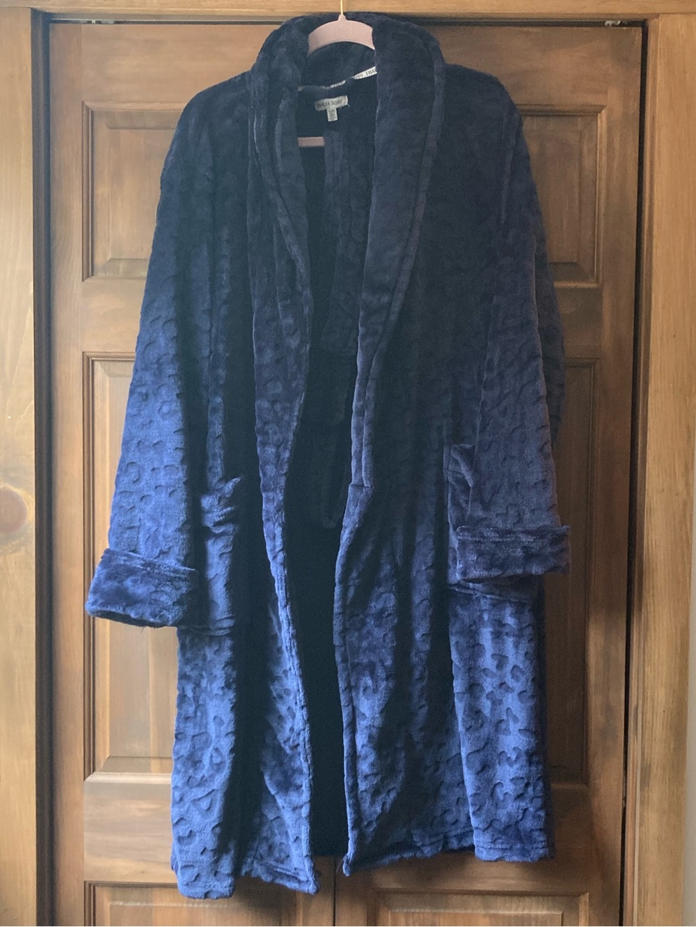 Thalia Sodi Dark Blue Plush Tie-Waist Robe XL